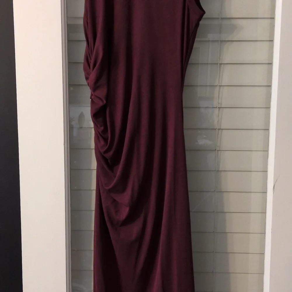 Brass Shirred Midi Dress Black Cherry - Picture 4 of 6